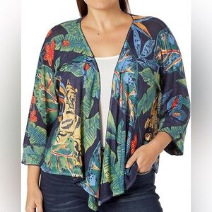 Nic‎ + Zoe Jungle 4-Way Cardigan Women’s 1X Linen Blend Easy Breezy Beach Resort